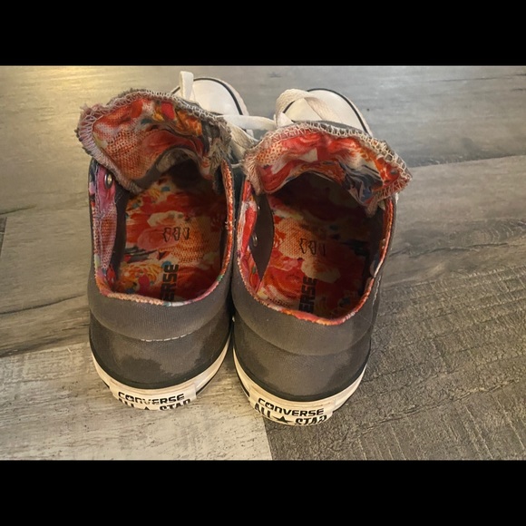 Grey Converse Allstar with Floral inlay-6.5 - Picture 2 of 2